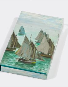 Impressionist artwork on pen-set case of 'Fishing Boats, Claude Monet 8-Pen Set', by teNeues Stationery.