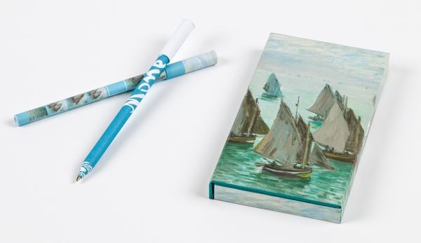 Pen-set case featuring painting titled 'Fishing Boats, by Claude Monet. Published by teNeues Stationery.