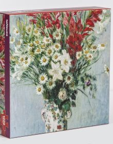 Impressionist floral art on lid of 'Bouquet of Gladioli, Claude Monet 1000-Piece Puzzle', by teNeues Stationery.