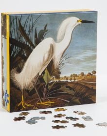 Bird artwork on cover of 'Snowy Egret, James Audubon 1000-Piece Puzzle', by teNeues Stationery.