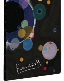 Dark abstract artwork on cover of 'Several Circles, Vasily Kandinsky A4 Notebook', by teNeues Stationery.