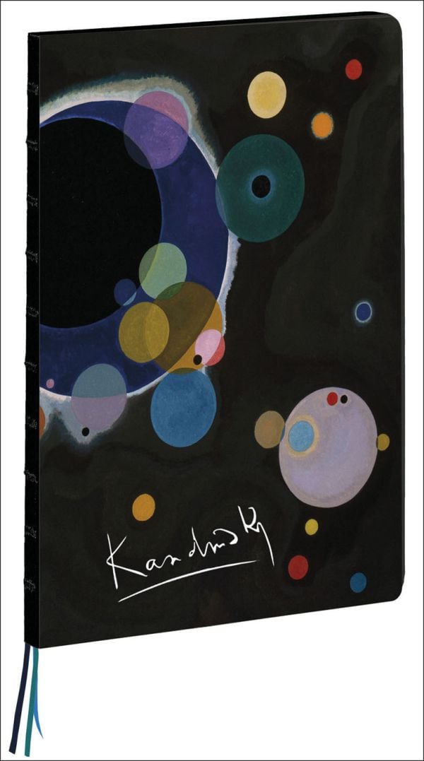 Notebook cover of Several Circles, Vasily Kandinsky A4 Notebook', with dark abstract artwork. Published by teNeues Stationery.