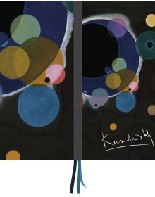 Dark abstract artwork on cover of 'Several Circles, Vasily Kandinsky A4 Notebook', by teNeues Stationery.