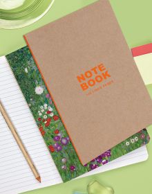 Orange font to centre of brown Kraft and Orange A5 Notebook, by teNeues Stationery.