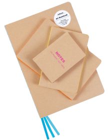 Blue font to centre of brown Kraft and Blue A4 Notebook', by teNeues Stationery.