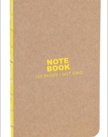 Bright yellow font to centre of brown Kraft and Yellow Small Bullet Journal, by teNeues Stationery.