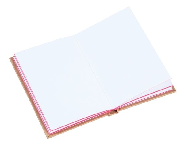 Pink font to centre of brown Kraft and Pink Mini Notebook by teNeues Stationery.