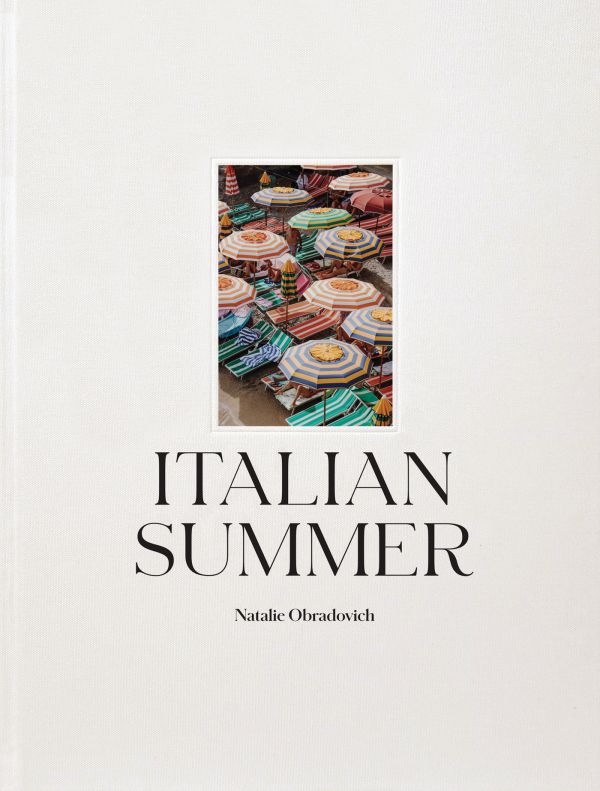 Book cover of Italian Summer: featuring an aerial view of colorful striped sun loungers and umbrellas. Published by PRINT The Book Agency.