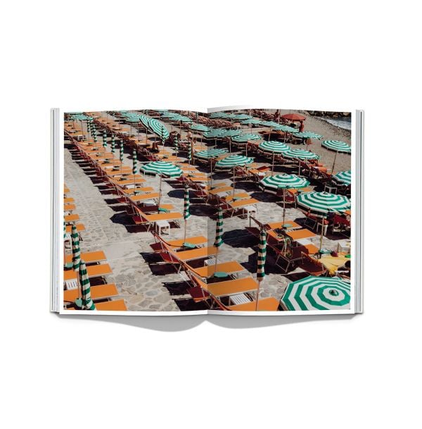 Book cover of Italian Summer: featuring an aerial view of colorful striped sun loungers and umbrellas. Published by PRINT The Book Agency.