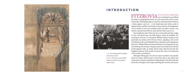 Book cover of Fitzrovia, 1900-1950: An Artist's Domain: featuring artists sitting around a table drinking. Published by Artmonsky Arts.