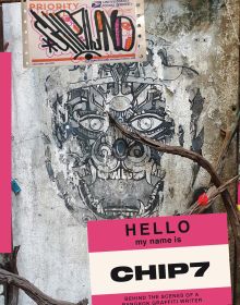 Book cover of Chip7Land: Behind the Scenes of a Bangkok Graffiti Writer, featuring a distressed wall mural of an Asian mythological creature. Published by Soi Books.