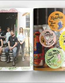 Book cover of The Craft Beer Sticker Book: 300 Peelable Stickers From Craft Breweries Around The World, featuring brightly coloured beer cans. Published by Soi Books.