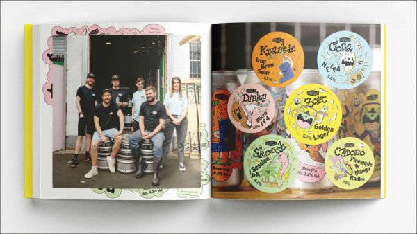 Book cover of The Craft Beer Sticker Book: 300 Peelable Stickers From Craft Breweries Around The World, featuring brightly colored beer cans. Published by Soi Books.