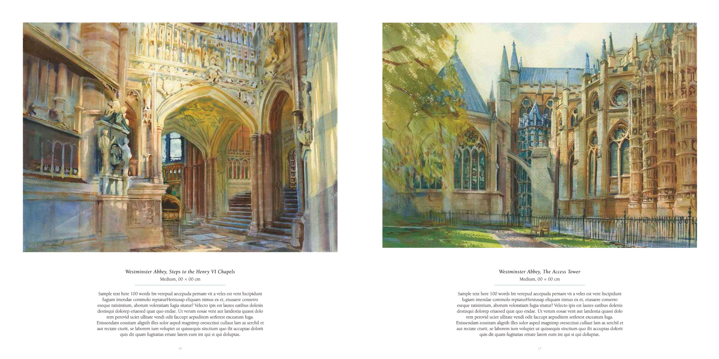 Watercolour of Westminster Abbey interior, flags draped above pews, Glimpses of Eternity in white font on blue cover
