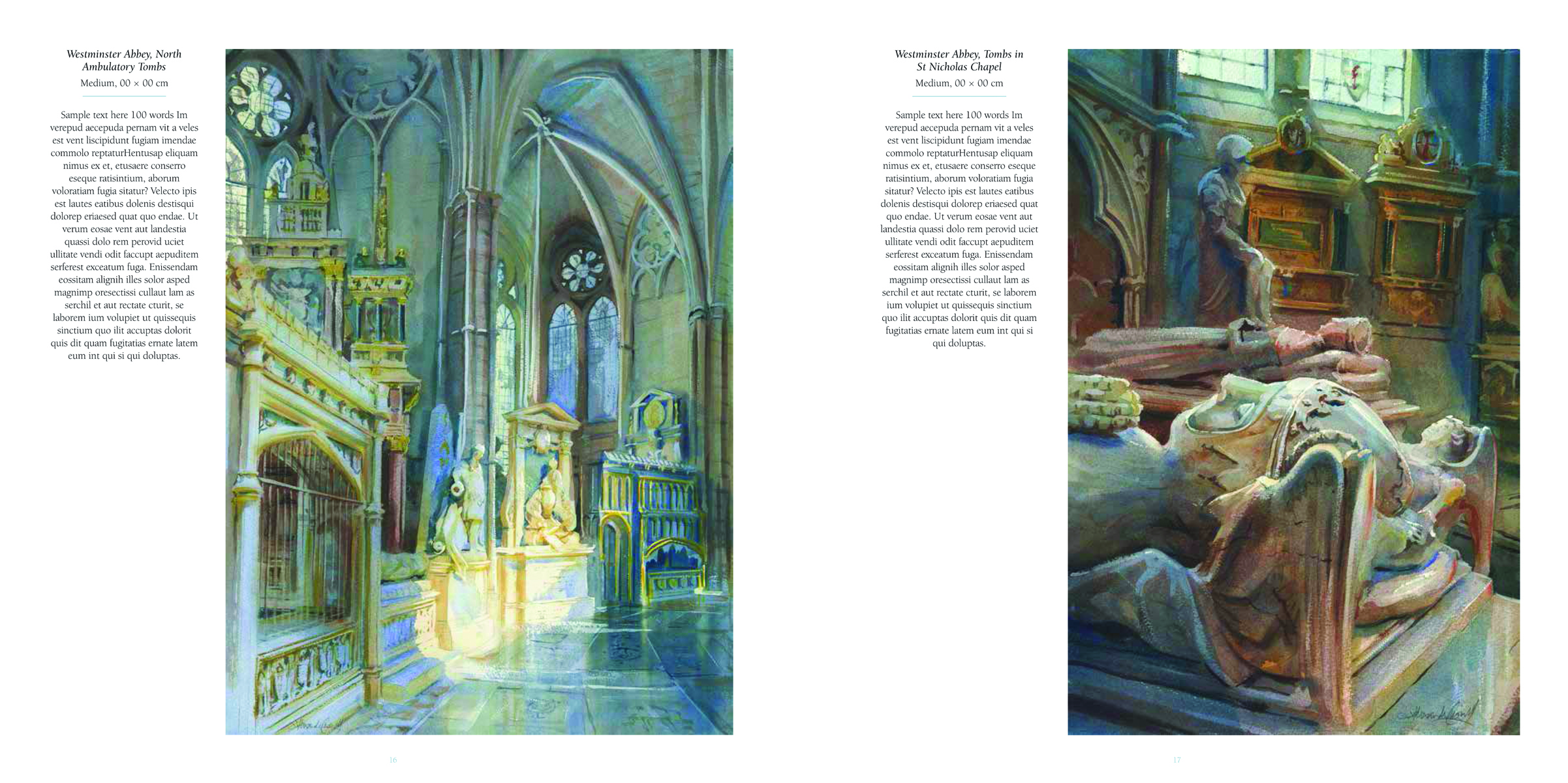 Watercolour of Westminster Abbey interior, flags draped above pews, Glimpses of Eternity in white font on blue cover