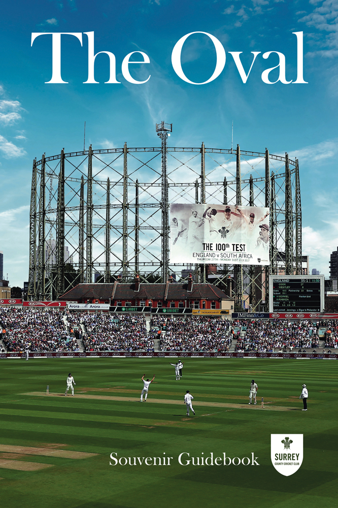 The Oval cricket ground during 100th test, England V South Africa, The Oval in white font above, Souvenir Guidebook
