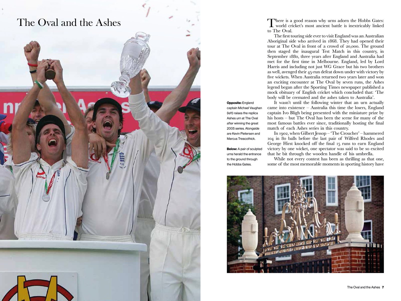 The Oval cricket ground during 100th test, England V South Africa, The Oval in white font above, Souvenir Guidebook
