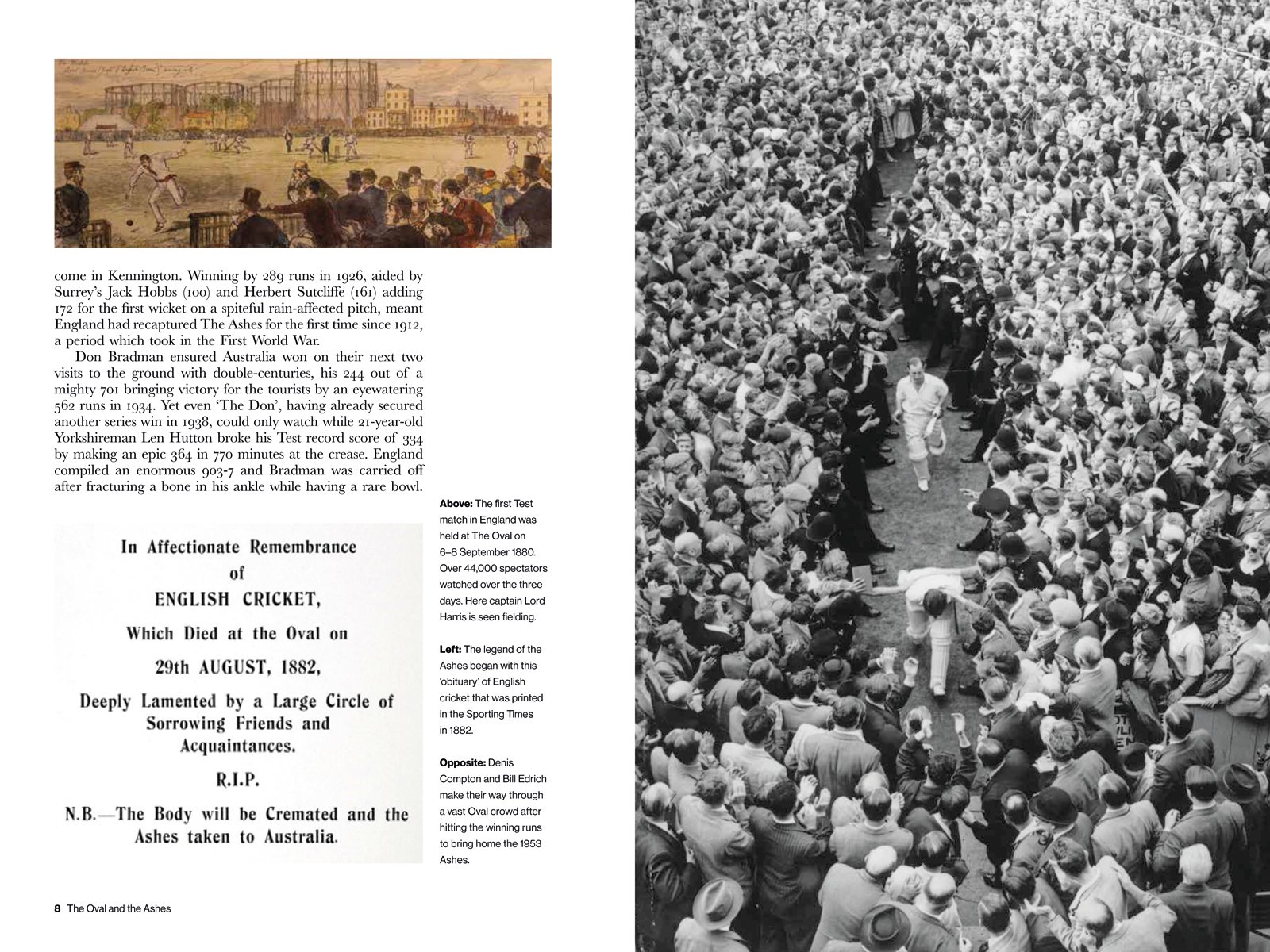 The Oval cricket ground during 100th test, England V South Africa, The Oval in white font above, Souvenir Guidebook