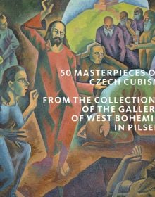 Cubist painting, The Rising of Lazarus by Bohumil Kubista, 50 MASTERPIECES OF CZECH CUBISM in white font near centre right