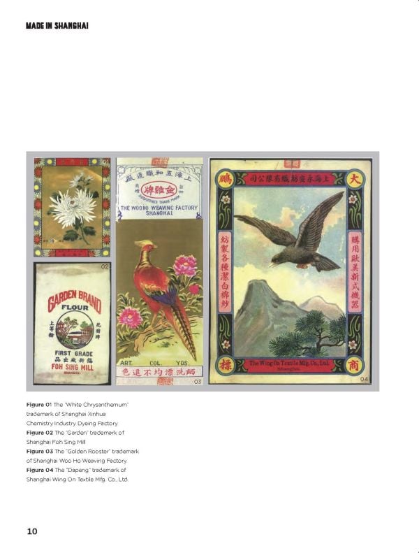 Green Cheongsam dress with white product images: bicycle, fan, on cream cover of 'Made in Shanghai, by ACC Art Books.