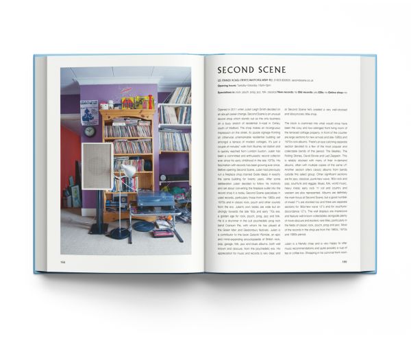 Book cover of Vinyl London, A Guide to Independent Record Shops, with a record shop display. Published by ACC Art Books.