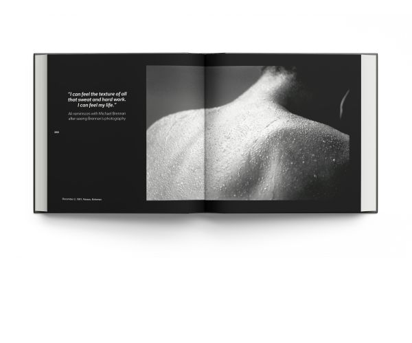 Book cover of They Must Fall, Muhammad Ali and the Men He Fought, Michael Brennan, featuring heavyweight champion Muhammad Ali with perspiration on face. Published by ACC Art Books.