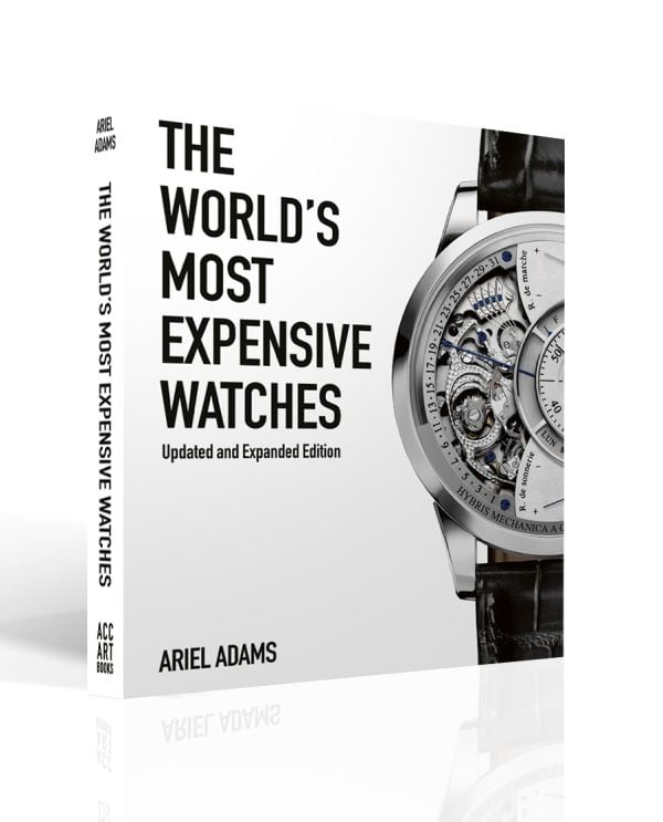 Book cover of The World's Most Expensive Watches, featuring a Jaeger-LeCoultre’s Duomètre à Grande Sonnerie luxury silver watch. Published by ACC Art Books.
