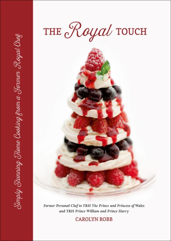 Book cover of The Royal Touch, with an Eton Mess: meringue tower with cherries and raspberries. Published by ACC Art Books.
