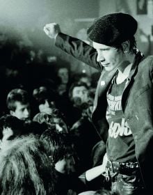 Johnny Rotten and Sid Vicious on stage at Ivanhoe's in Huddersfield, on cover of 'Sex Pistols The End is Near 25 12 77', by ACC Art Books.