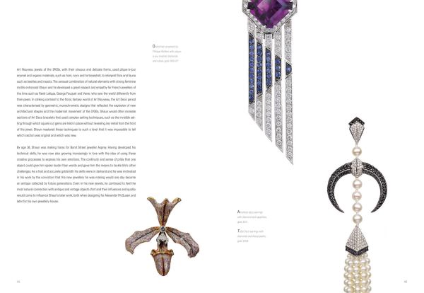 Book cover of Shaun Leane, with a large metal and wood spike ear cuff. Published by ACC Art Books.