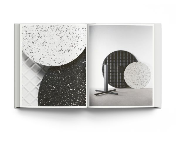 Book cover of Refashioning Concrete, with a grey wall, with products made from concrete below. Published by ACC Art Books.