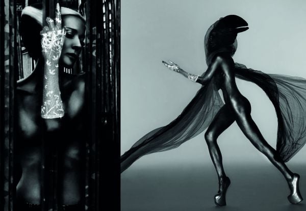 Book cover of Shaun Leane, with a spiked metal and wood ear cuff. Published by ACC Art Books.