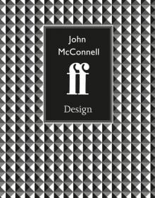 Black, grey and white square studded design, on cover of 'John McConnell FF Design', by ACC Art Books.