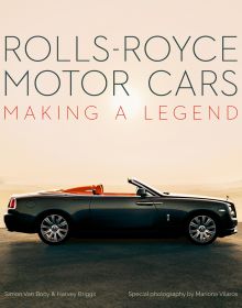 Book cover of Rolls-Royce Motor Cars, with a black Rolls Royce Dawn with aero cowling. Published by ACC Art Books.