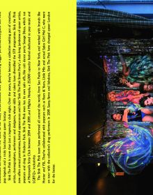 Book cover of Queer Londo: A Guide to the City’s LGBTQ+ Past and Present, with a LGBT rainbow flag painted to top edge of brick building. Published by ACC Art Books.