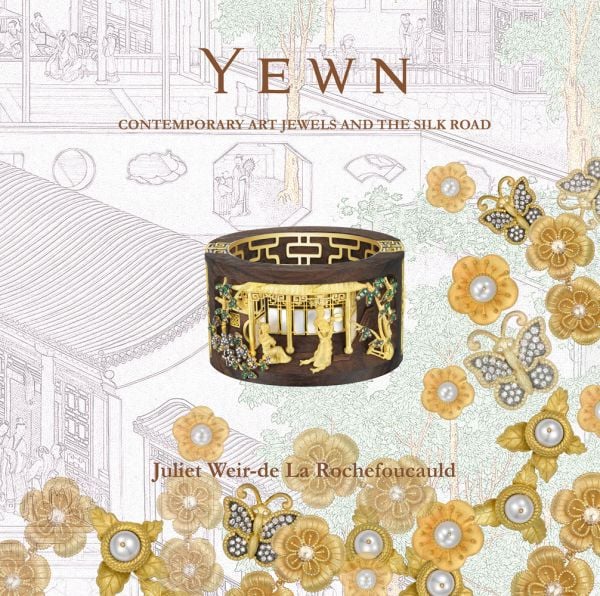 Book cover of Yewn: Contemporary Art Jewels and the Silk Road, featuring a reclaimed wood bangle, with yellow Sapphire set in 18K yellow gold. Published by ACC Art Books.