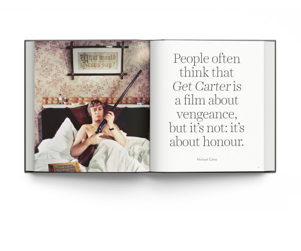 Book cover of 'Michael Caine, Photographed by Terry O'Neill, featuring the actor staring seriously at the camera, from the 1966 film 'Funeral in Berlin'. Published by ACC Art Books.