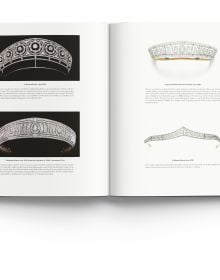 Luxury diamond and ruby jewelled bangles, on white cover of 'Understanding Jewellery, The 20th Century', by ACC Art Books.