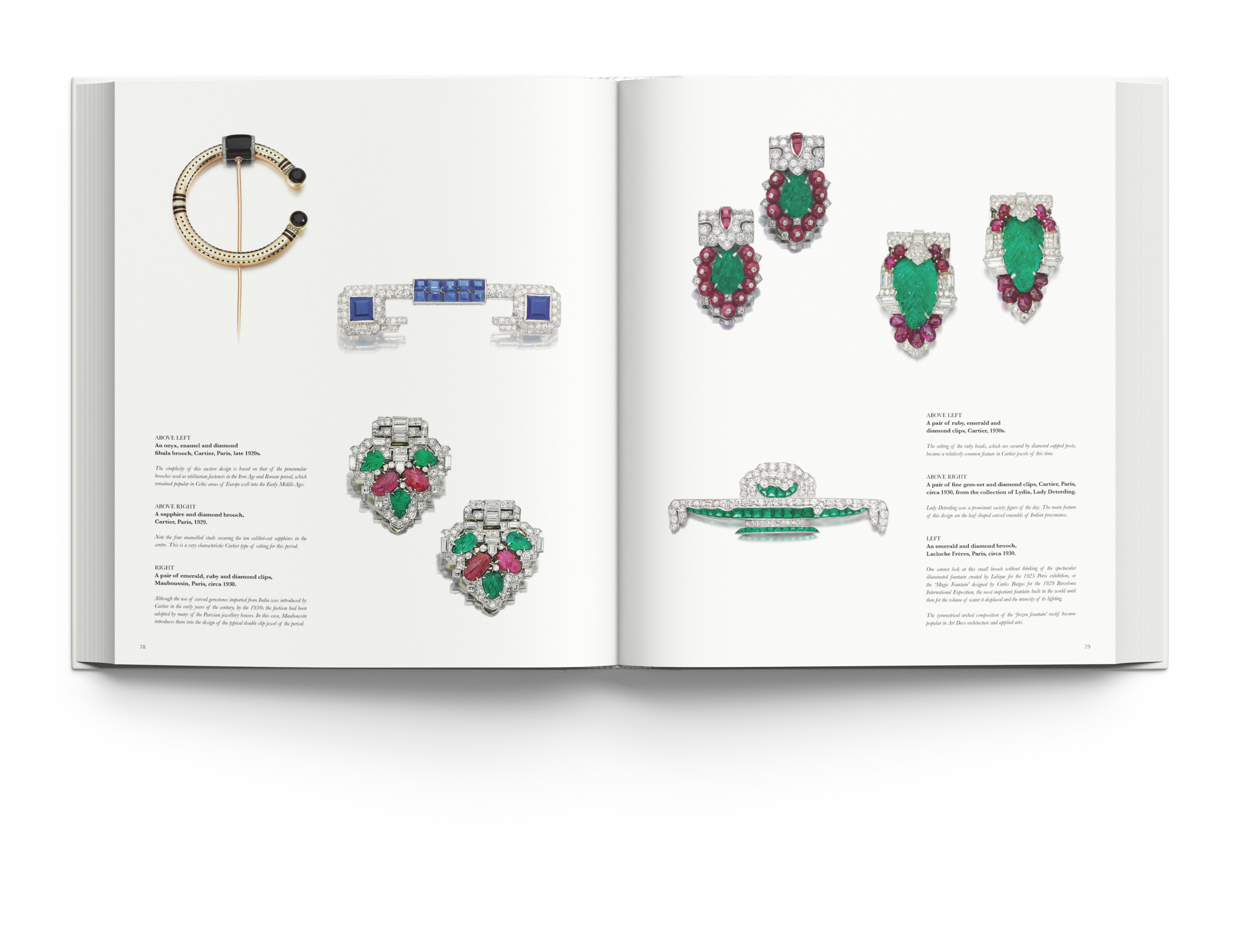 Luxury diamond and ruby jewelled bangles, on white cover of 'Understanding Jewellery, The 20th Century', by ACC Art Books.