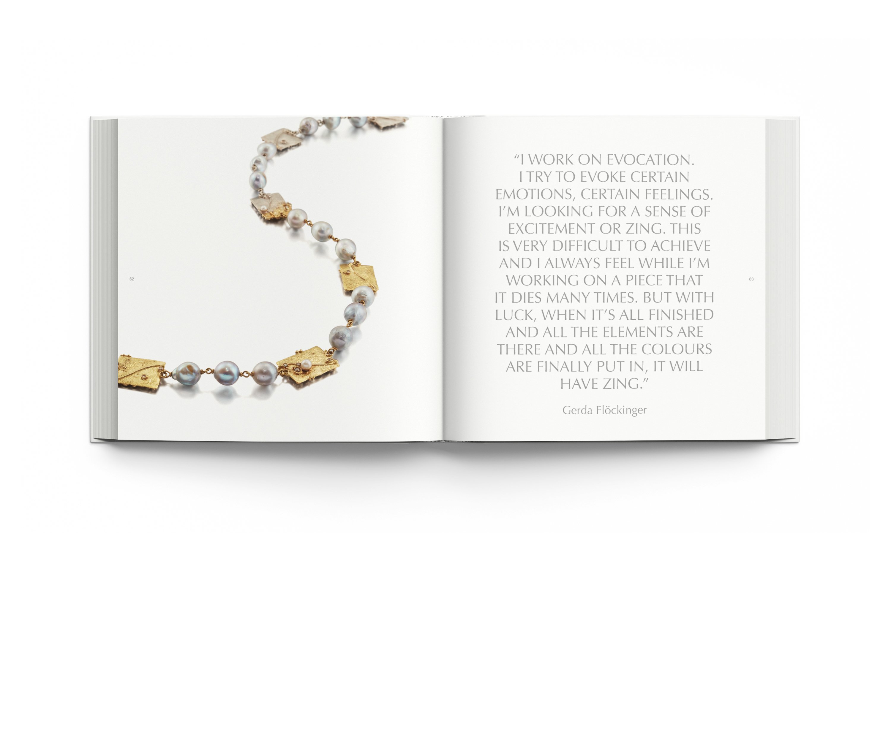 Gold necklace with diamond and amber jewels, on white cover, Modern British Jewellery Designers 1960-1980 in grey font above.