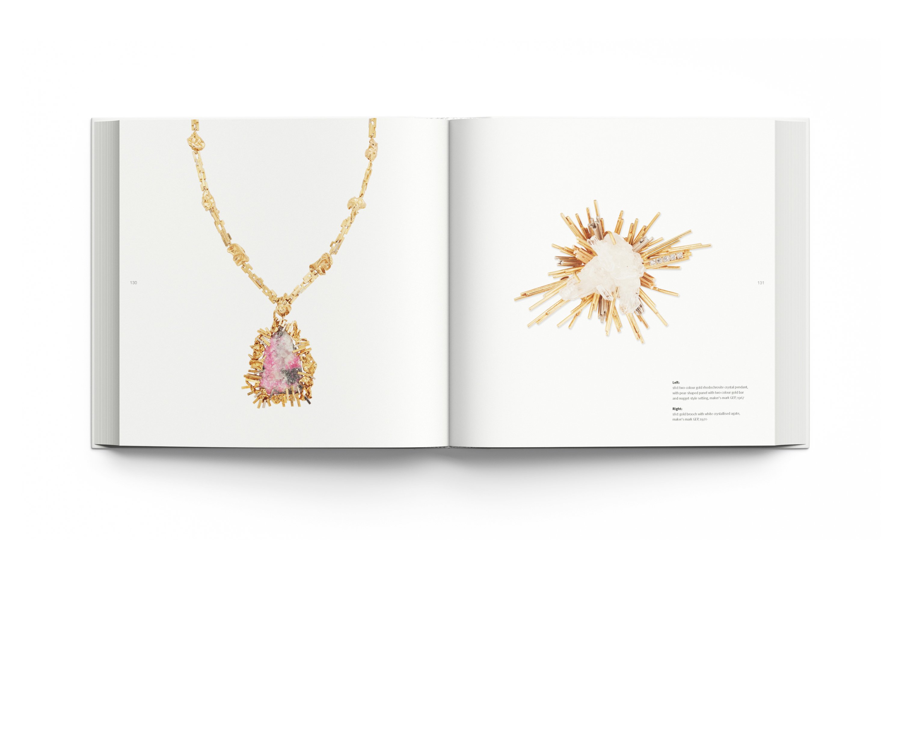 Book cover of Modern British Jewellery Designers 1960-1980, featuring an 18ct gold citrine and diamond collar pendant necklace. Published by ACC Art Books.
