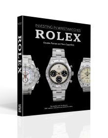 Book cover of Rolex: Investing in Wristwatches, with three silver Rolex watches. Published by ACC Art Books.