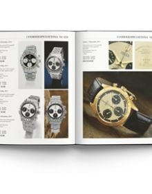 Three silver Rolex watches, on black cover of 'Rolex: Investing in Wristwatches', by ACC Art Books.