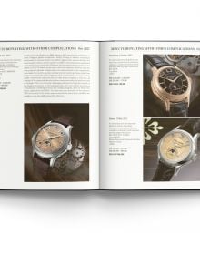 Breguet numeral 5970 luxury watch with brown strap, on cover of 'Patek Philippe: Investing in Wristwatches', by ACC Art Books.