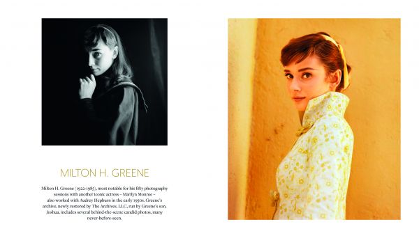 Book cover of Always Audrey: Six Iconic Photographers. One Legendary Star, featuring the actress wearing a pink dress, leaning on wall of pink bougainvillea flowers. Published by ACC Art Books.