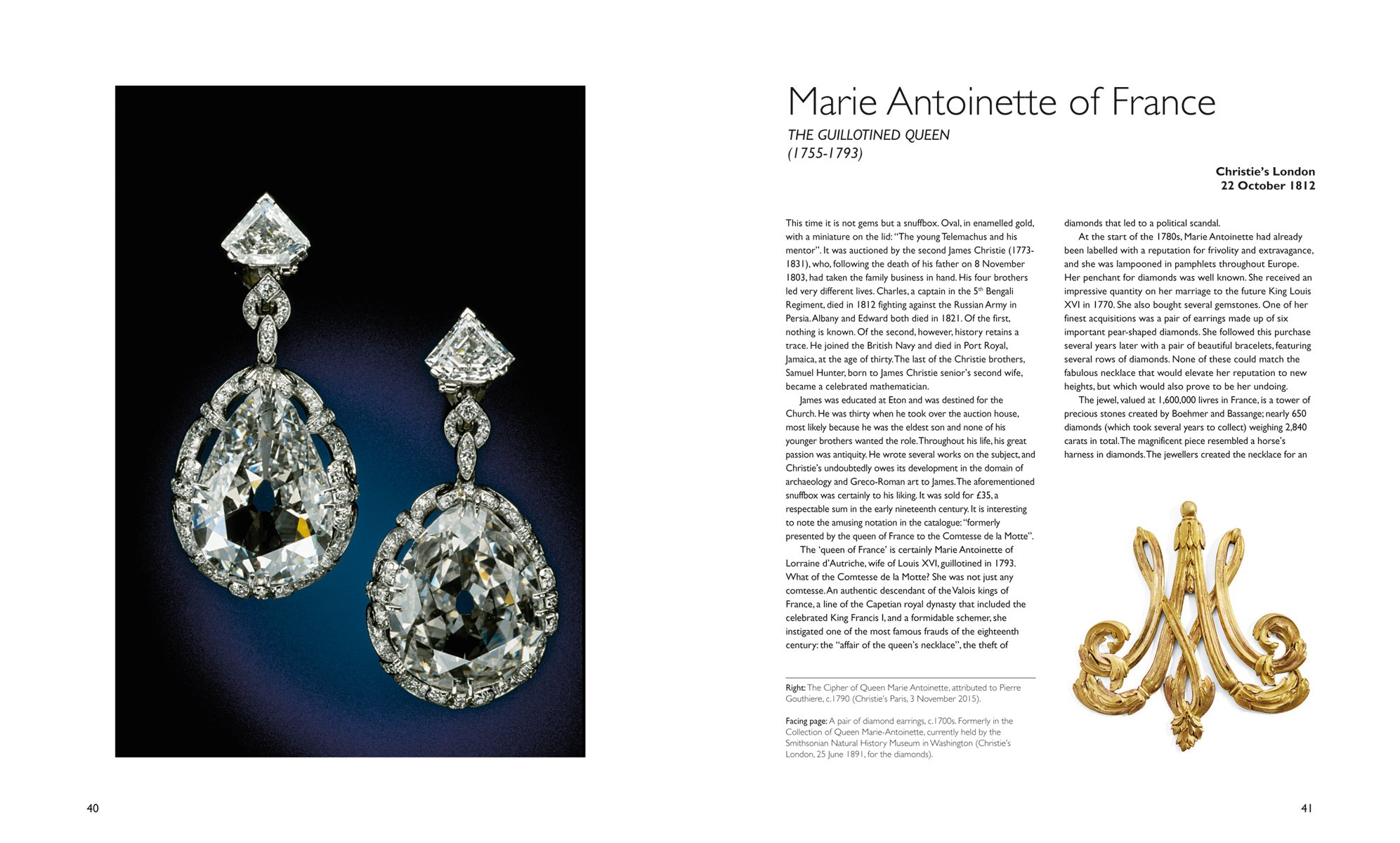 Cambridge Lover’s Knot tiara, with diamonds and pearls, on white cover of 'Christie's The Jewellery Archives Revealed' by ACC Art Books.