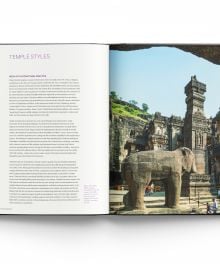 Book cover of Temples of Deccan India, featuring the carved interior of Deccan temple, with a shrine visible through a doorway. Published by ACC Art Books.