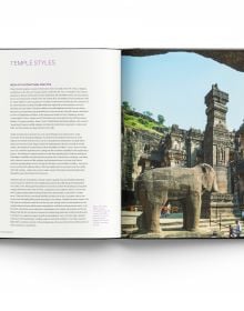 Carved interior of Deccan temple, shrine through entrance, on cover of 'Temples of Deccan India', by ACC Art Books.