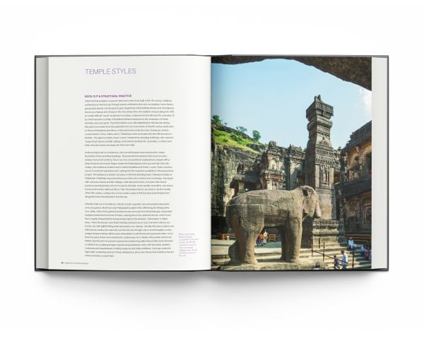 Book cover of Temples of Deccan India, featuring the carved interior of Deccan temple, with a shrine visible through a doorway. Published by ACC Art Books.