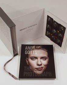 Book cover of Andy Gotts The Photograph; Ringo Starr Deluxe Edition, featuring Scarlett Johansson smirking at camera. Published by ACC Art Books.